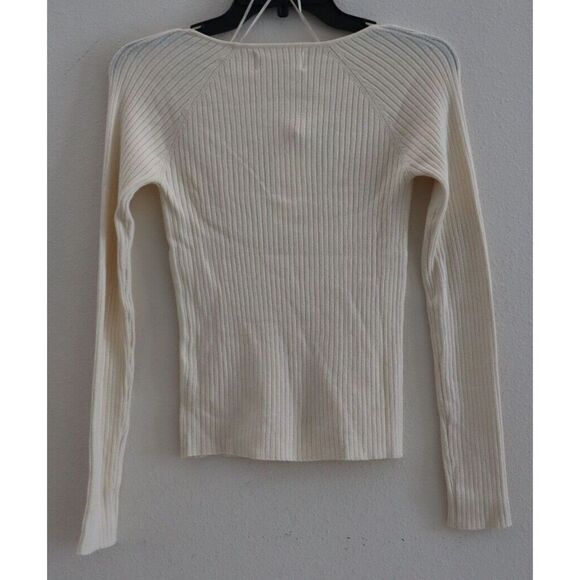 L*Space CAMTP23 Women's Sz M Beige Camryn Fitted Ribbed L/S Sweater Top $130 - Picture 3 of 7